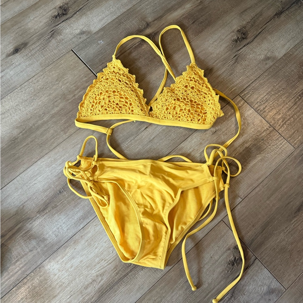 Yellow Crochet Bikini Set